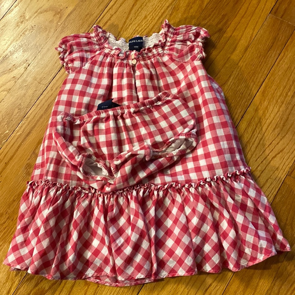 Ralph Lauren 18 M Girl Red and White Gingham Dress